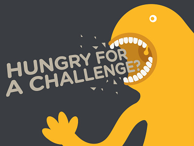 Hungry for a challenge career design eating food graphics grrr hunger illustration job monster recruitment vibrant yellow yum