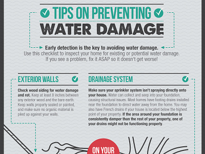 Tips for prevent water damage data design facts graphics icons illustration infographic numbers statistics stats