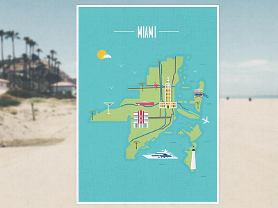 Miami america beach event illustration island map miami ocean sea travel us