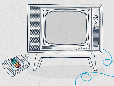 Ontraport TV detail drawing icons illustration playback programme remote retro television texture user interface video wire