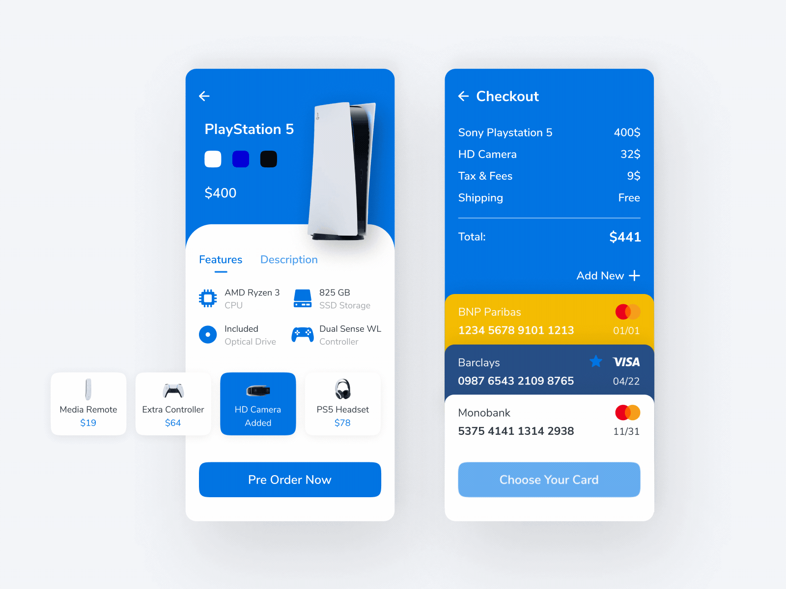 Daily UI #002 | PlayStation 5 animation app buy challenge checkout concept console credit card daily100challenge dailyui dailyui 002 gamepad mobile app mobile design payment playstation5 product sony ui ux
