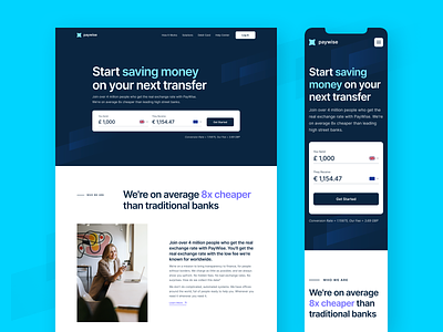 PayWise - Mobile Responsive figma finance finance website fintech fintech website mobile responsive mobile ui money money transfer payment app responsive design responsive web design responsive website responsive website design typography ui ui design ux web design website design