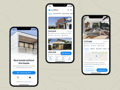 LandMark - Real Estate App (Light Version) apartment app design figma ios app ios app design mobile app ui real estate real estate app typography ui ui design ux
