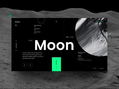 The Moon branding dark theme dark ui design landing page design layout typography ui design