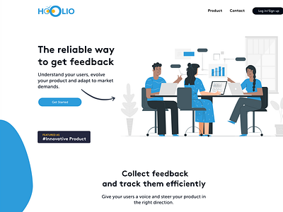 Hoolio Landing Page: User Feedback Platform app branding clean design flat illustration ui ux vector