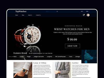 Top Watch E-Commerce Website Design branding clean design ecommerce graphic design luxury modern psd ui watch