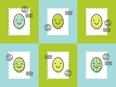Funny easter stamps easter egg holiday postage religion smiley stamp