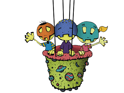 Kids Balloon balloon cute drawing flying illustration kids monster playing vector