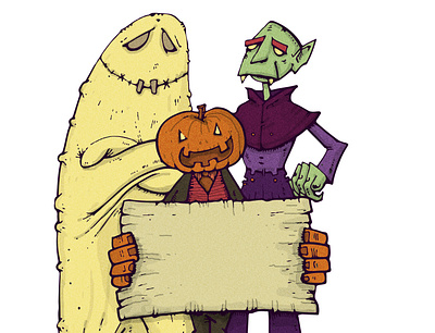 Halloween team adobe illustrator adobe photoshop artwork cartoon cute funny ghost halloween halloween party jack o lantern monster monsters vampire vector