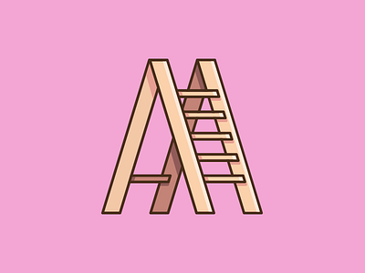 Ladder art draw flat illustration pink vector