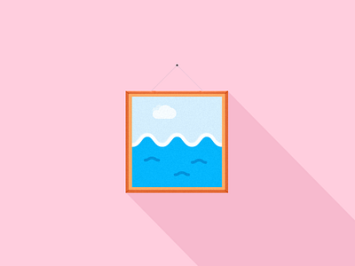 W_aves blue design draw flat icon illustration lettering logo minimal pink vector