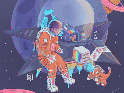 galaxy quest 3 adobe photoshop adventure astronaut boy cartoon cat character design colorful design digital illustration digitalilustration dribbble galactic galaxy illustration planets sketch space space boy space cat