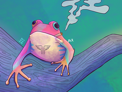 sapinho rosa cartoon character design digital illustration dribbble frog illustration sapo smoking