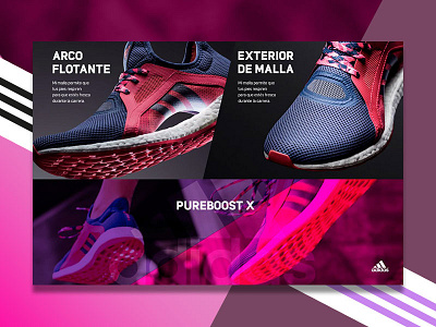 Adidas / Pureboost X adidas animation app boost branding design flat icon illustrator logo running snickers tipography train type ui ux ui vector web webside