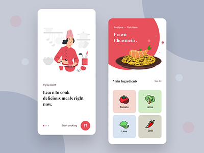 Cooking App apps branding business chilli cooking design icon illustration interaction learning lemon logo tomato trend ui ux vegetables