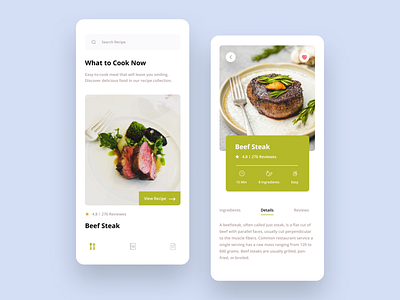 Cooking App apps beef branding business clean cooking design illustration interaction minimal recipe steak trend ui usable ux