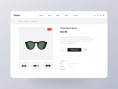 Faven E-Commerce Landing Page apps branding business clean design ecommerce friendly illustration interaction logo minimal mobile app sunglass trend trendy ui usable ux web app web ui