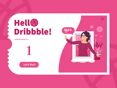 Hello Dribbble character debut debuts design dribbble first flat hello illustration shot trend women