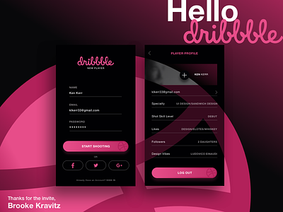 Dribbble Debut app debut design first shot hello profile sign in ui design