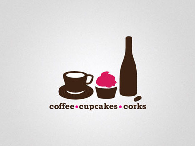 Coffee Cupcakes Corks boutique coffe cork cupcake logo wine