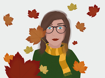 Autumn time autumn fall girl illustration portrait