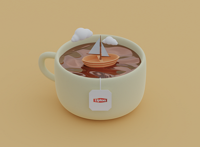 Cup of tea 3d art blender design icon illustration illustrator ui ux