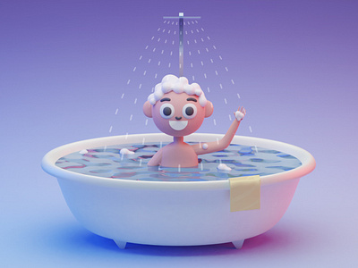 Bath time 3d art blender blender3d blender3dart blendercycles branding colorful design illustraion illustrator minimal ui