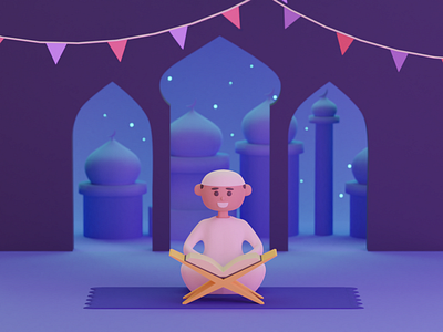 Ramadan 3d 3d modeling animation blender blender3d blender3dart blendercycles colorful design illustration illustrator minimal ui