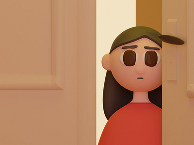 worried kid 3d illustration