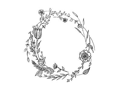 Hand drawn wreath for custom invitation drawn feminine floral hand invitations monogram paper wreath