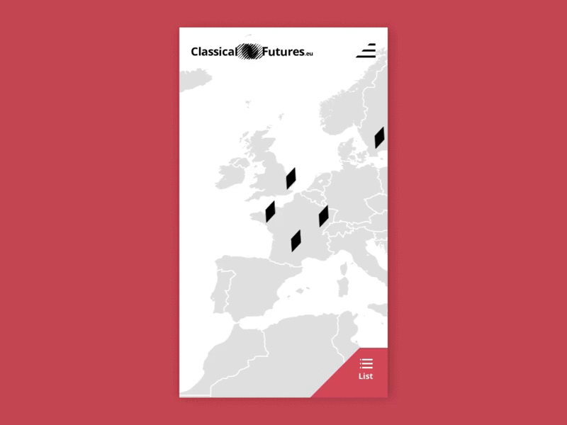 Map/List Mobile UI - Classical Futures Europe