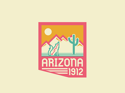 Arizona United 50 arizona cactus coyote desert patch southwest sticker usa