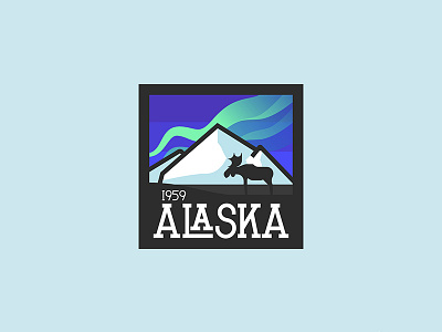 Alaska United 50 alaska moose mountains northern lights patch sticker usa