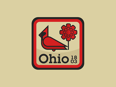 Ohio United 50 badge cardinal carnation ohio patch sticker usa