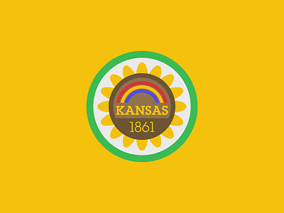 Kansas United 50 kansas patch rainbow sticker sunflower usa