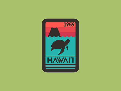 Hawai'i United 50 hawaii patch sticker turtle usa volcano