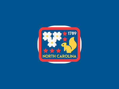 North Carolina United 50 dogwood north carolina patch squirrel sticker usa