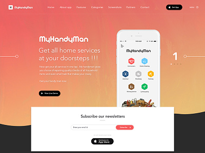 Myhandyman Landing Page colorful creative gradients interface landing page master creationz modern product trending ui design website