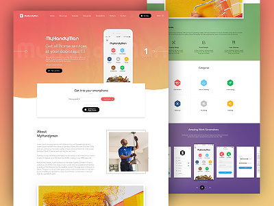 Handyman Landing Page colorful creative gradients interface landing page master creationz modern product trending ui design website