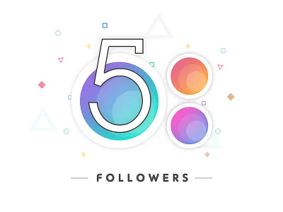 5k Followers 5000 5k button colors dribbble followers illustration shot social thanks tropical ui