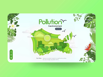 Pollution Free Environment: Landing page branding colorful creative design dribbble envionmnent illustration interface landing page master creationz modern pollution product ui website