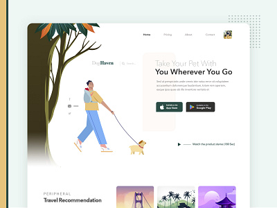 DogHaven: Take your Pet with you Wherever you Go. app promotion colorful creative design dogs dribbble interface landing page master creationz modern pet pet lover pets treavel ui website