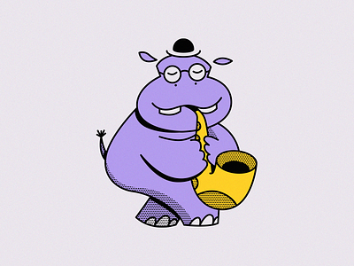 Sax Hippo cartoon character character design cute cute animal dot hippo hippopotamus illustration illustrator jazz mascot mexican mexico music musical retro sax saxophone texture