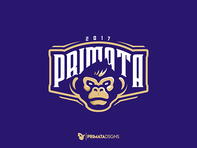 Primata brand chimp chimpanzee design dribbble illustration logo monkey sportlogo typography vector vector art