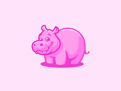 Pink Hippo africa animal cute dribbble hipoppotamus hippo illustration logo pink vector