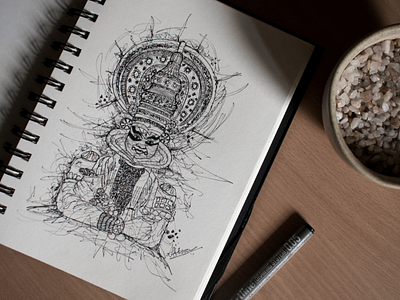 Kathakali Pen Drawing drawing pen scribble sketch