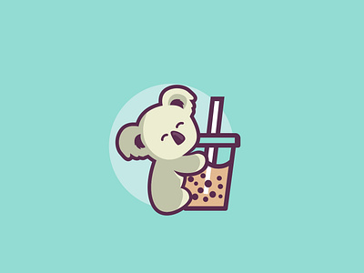 Cute Koala With Boba Milk