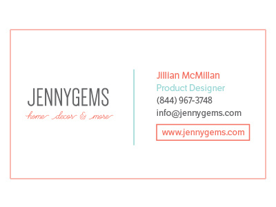 JennyGems Business Card, Front