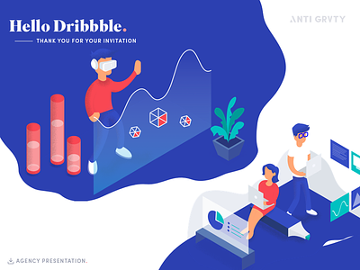 Hello Dribbble agency design dribbble first hello illustration invites studio ui ux