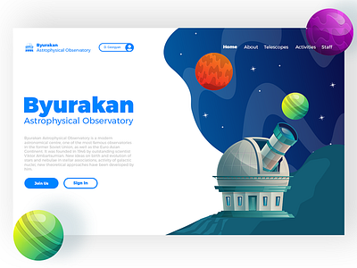 Byurakan Astrophysical Observatory blue design observatory semiflat sky space website